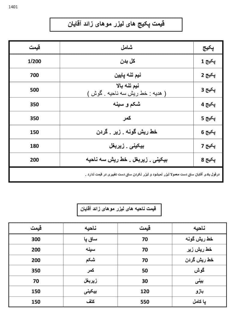 قیمت لیزر آقایان کلینیک سینایار