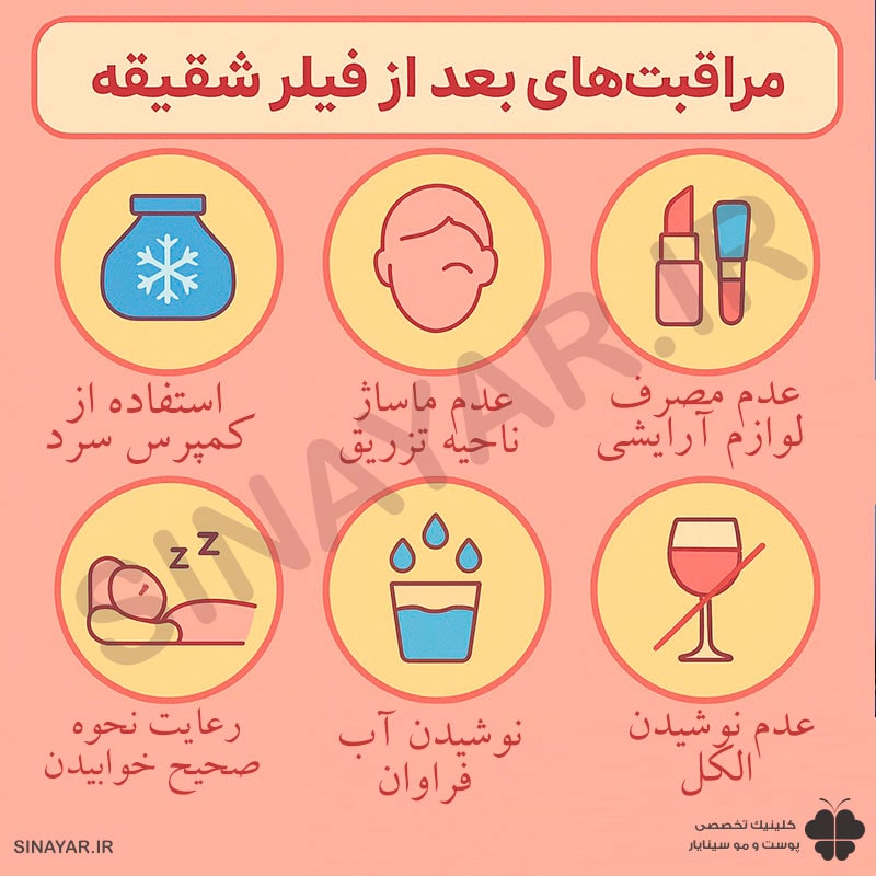 مراقبت های بعد از تزریق ژل شقیقه