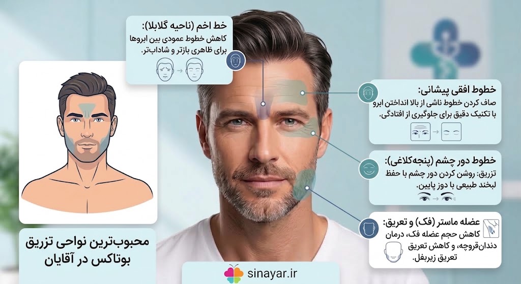 نقاط تزریق بوتاکس آقایان