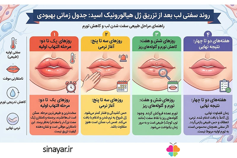 روند سفتی لب بعد از تزریق ژل