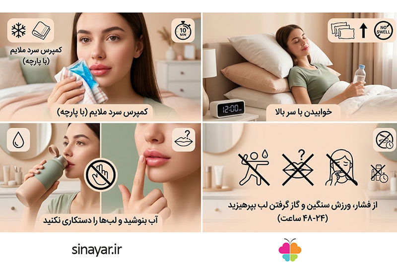 مراقبتهای بعد از تزریق ژل لب