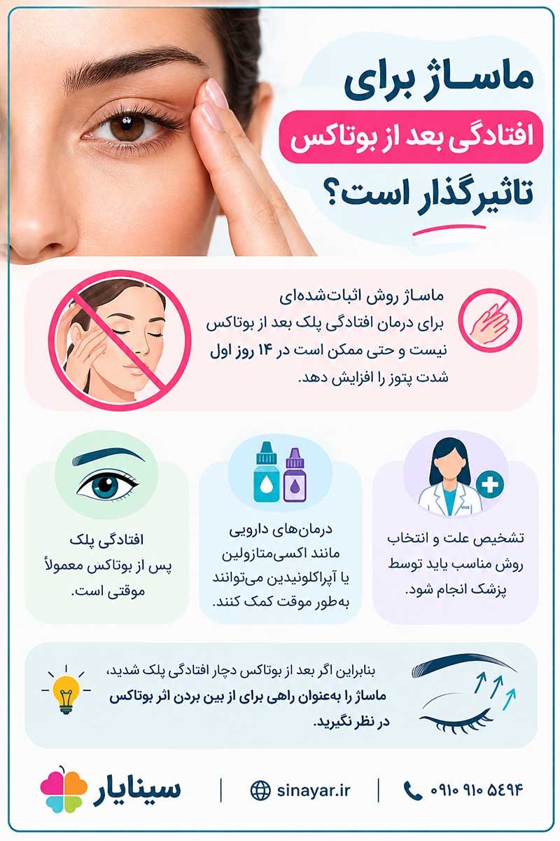 ماساژ برای افتادگی پلک بعد از بوتاکس