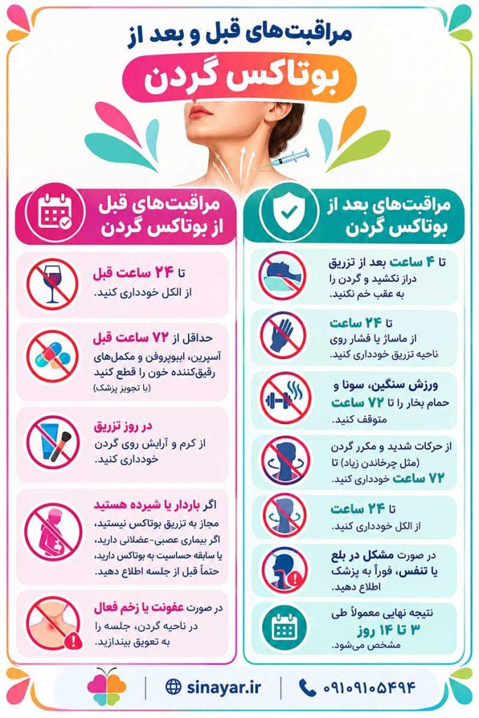 مراقبت بعد از بوتاکس گردن